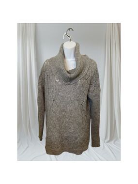 Elsamanda Italy Mohair Blend Cowl Neck Sweater Oversized Knit Taupe Gray